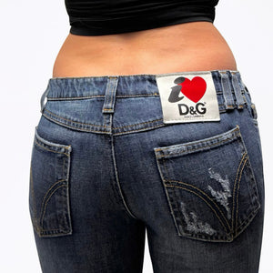 Blue denim low rise skinny pants (S)