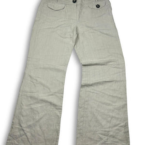 Beige linen low rise baggy pants (XL)