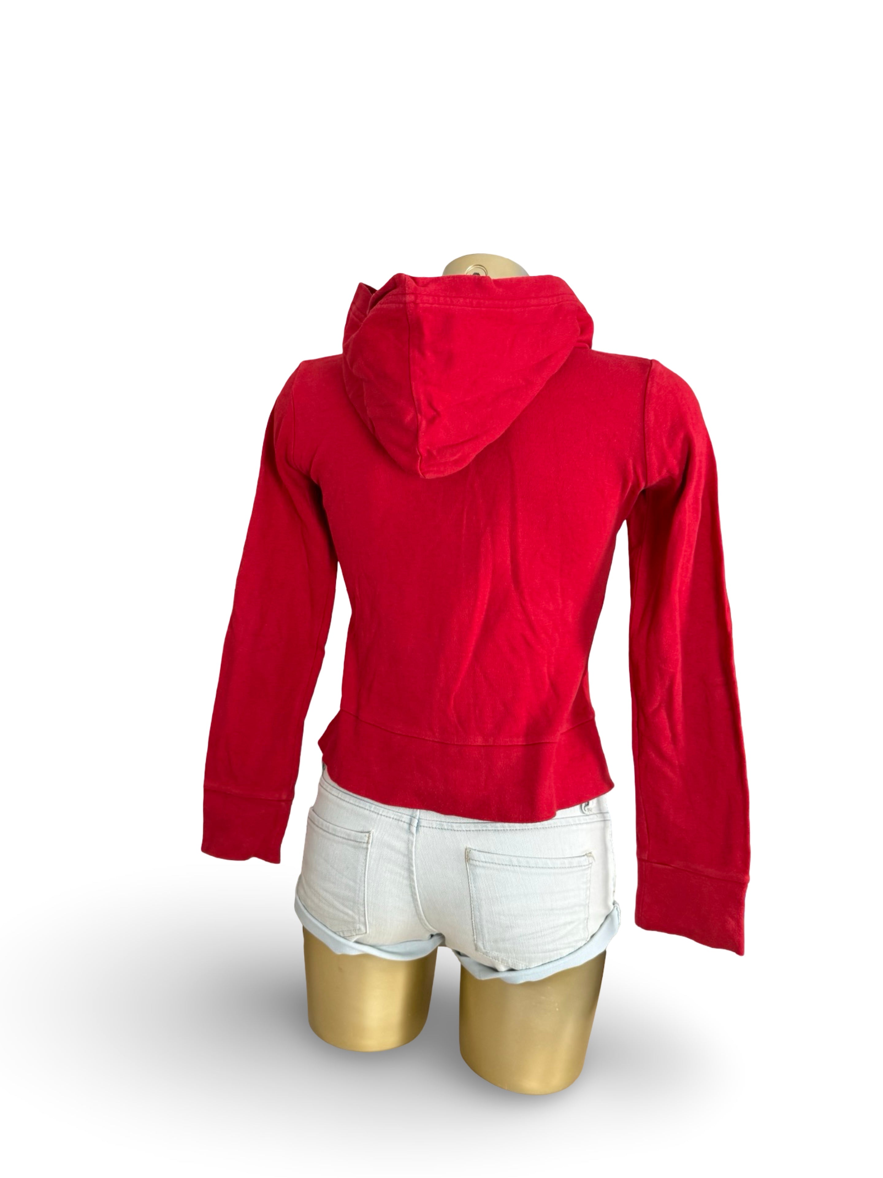 Red zip up cotton hoodie (S)