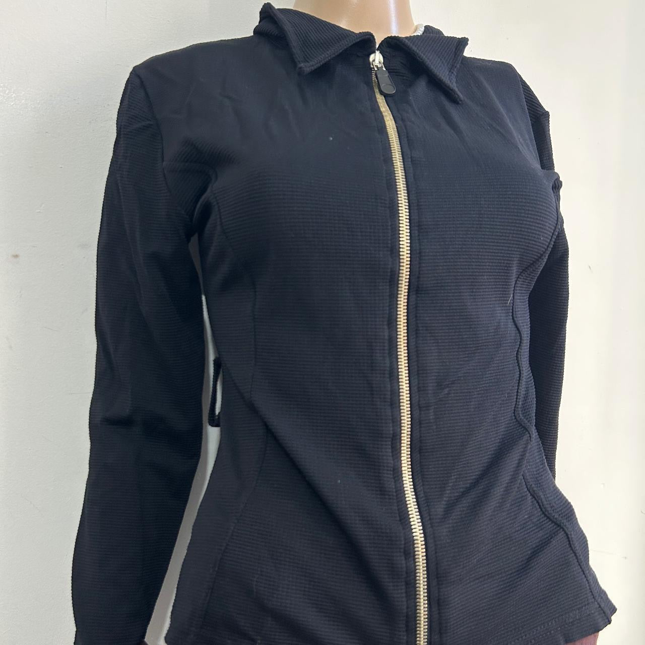 Black zip up office jacket sweatshirt (S)