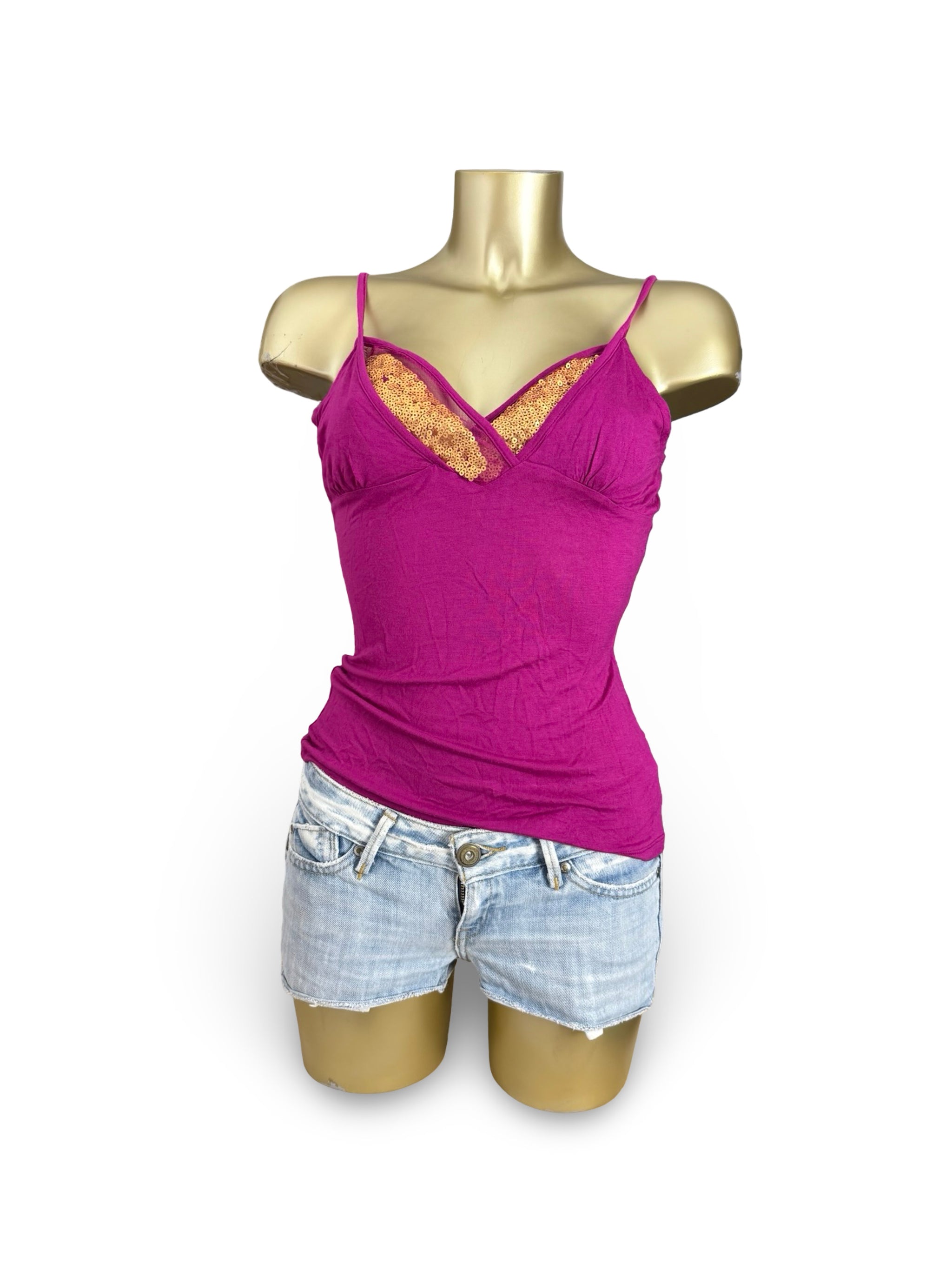 Pink sequins cami top (M)