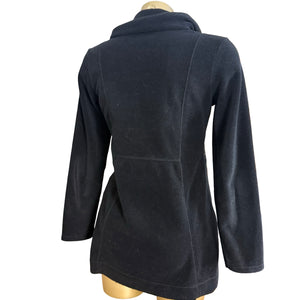 Black fleece patchwork tight fit zip up jacket (M)