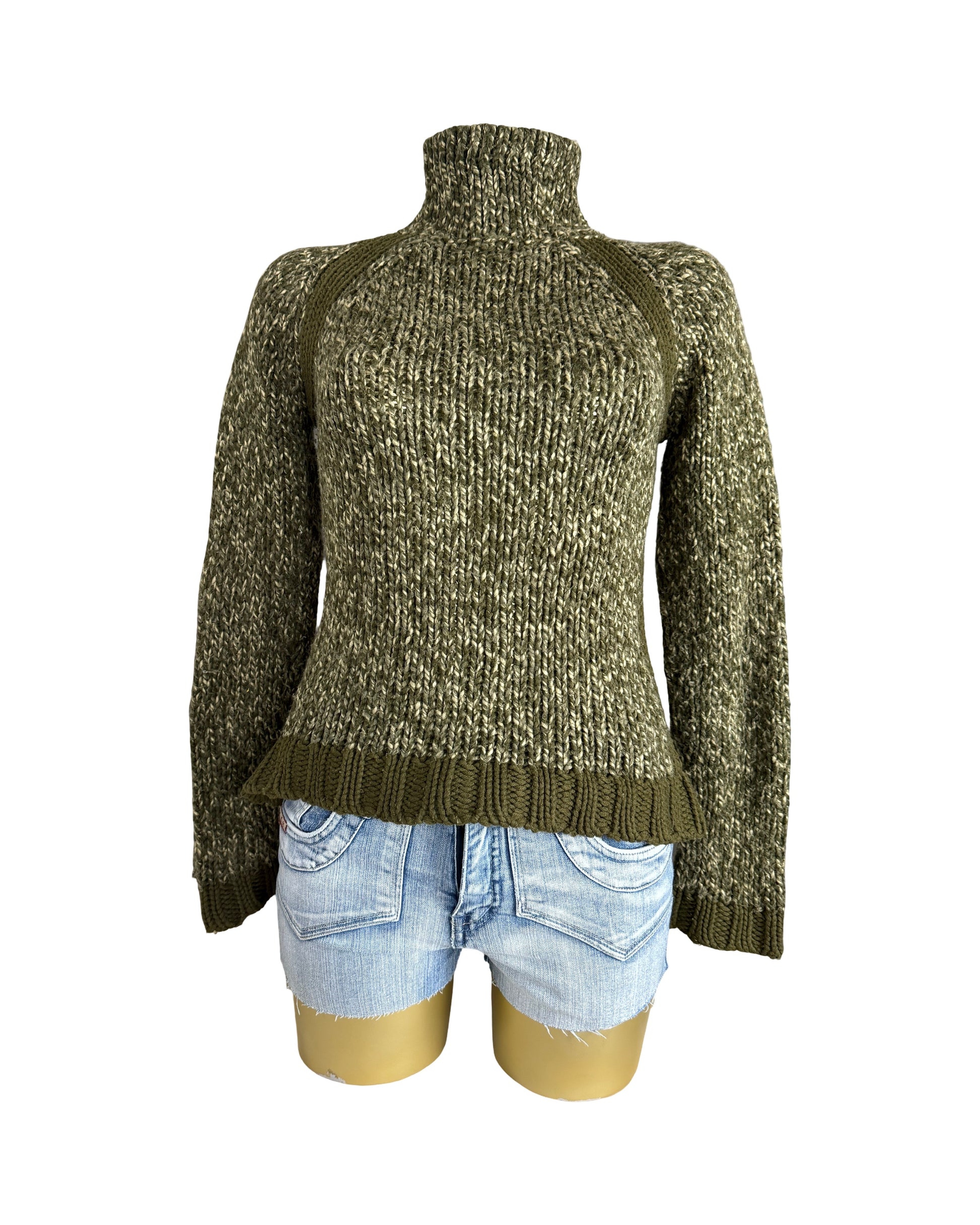 Khaki high neck jumper (S/M)
