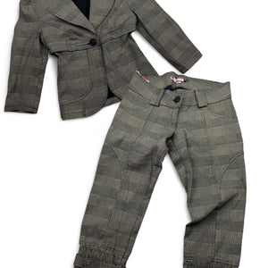 Beige office blazer + low rise capri pants set (XS)