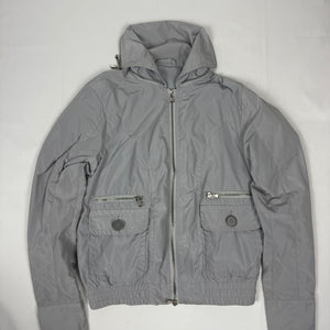 Grey windbreaker zip up biker jacket (XL)