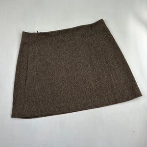 Beige wool mini office skirt with pockets (S/M)