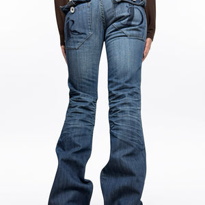 Blue denim low rise bootcut pants (S/M)