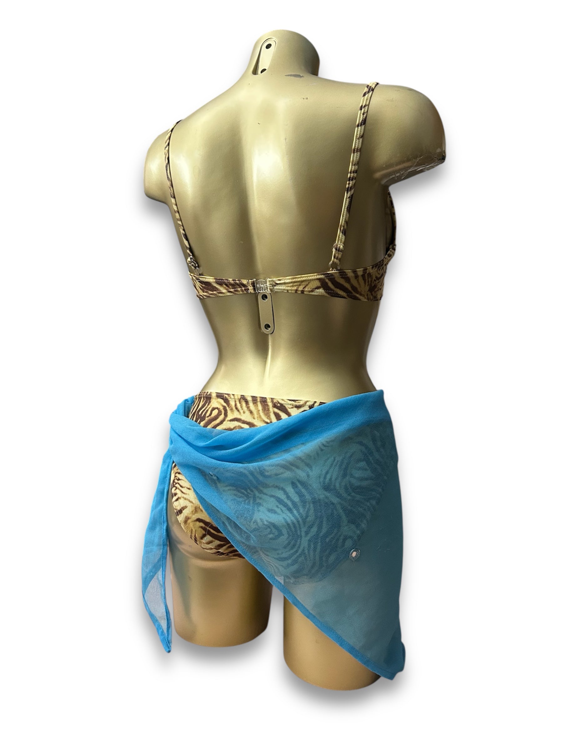 Blue mesh see through tie up beachwear pareo  (One size)