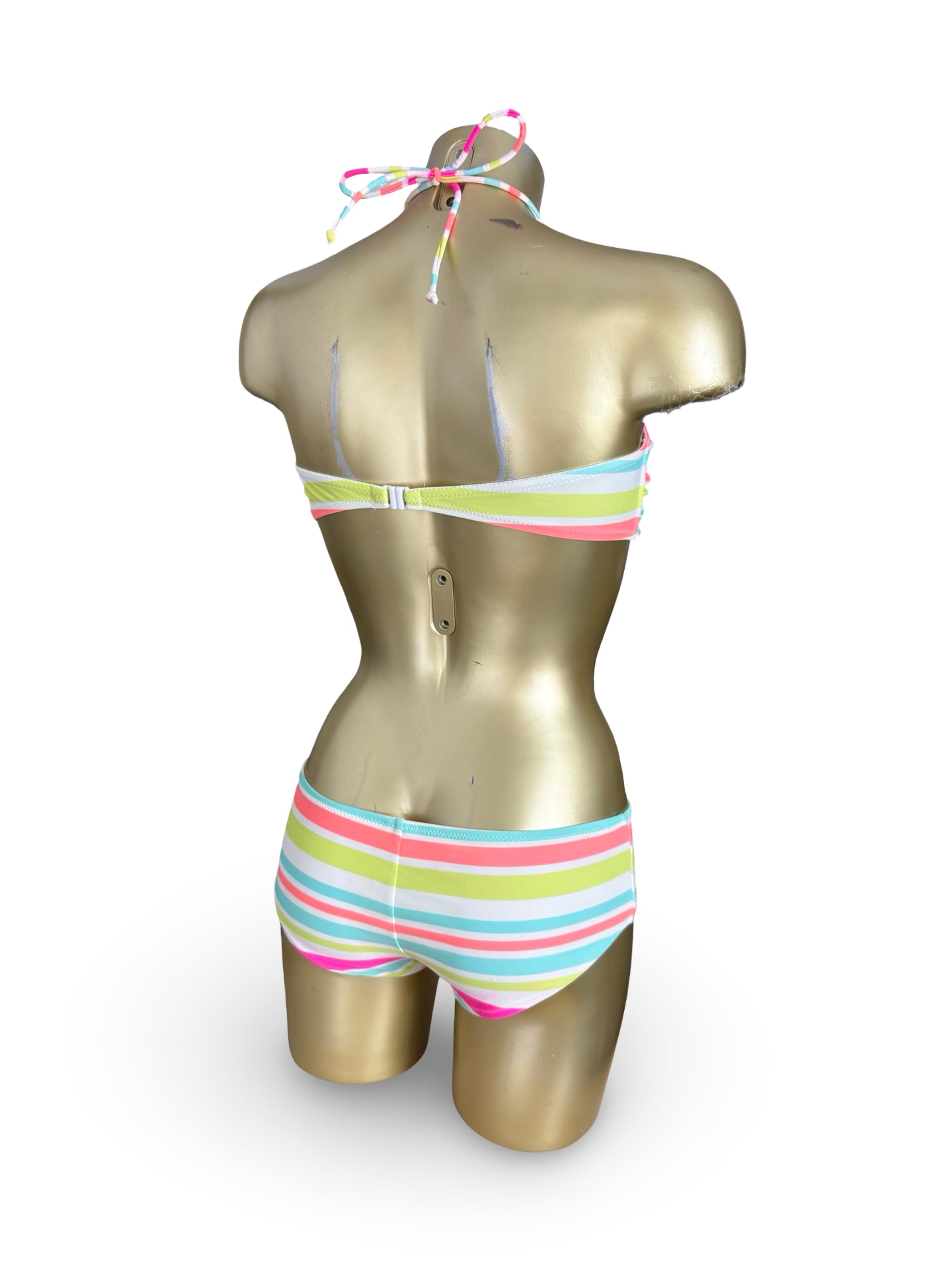 Multicolor striped shorty bikini set (S)