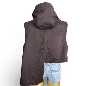 Brown hooded asymmetric windbreaker jacket (ONE SIZE)