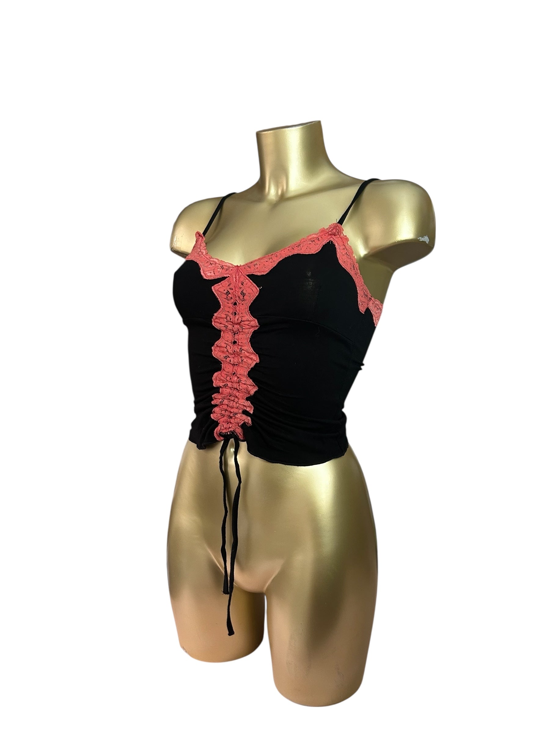Black ruched cami top (S)