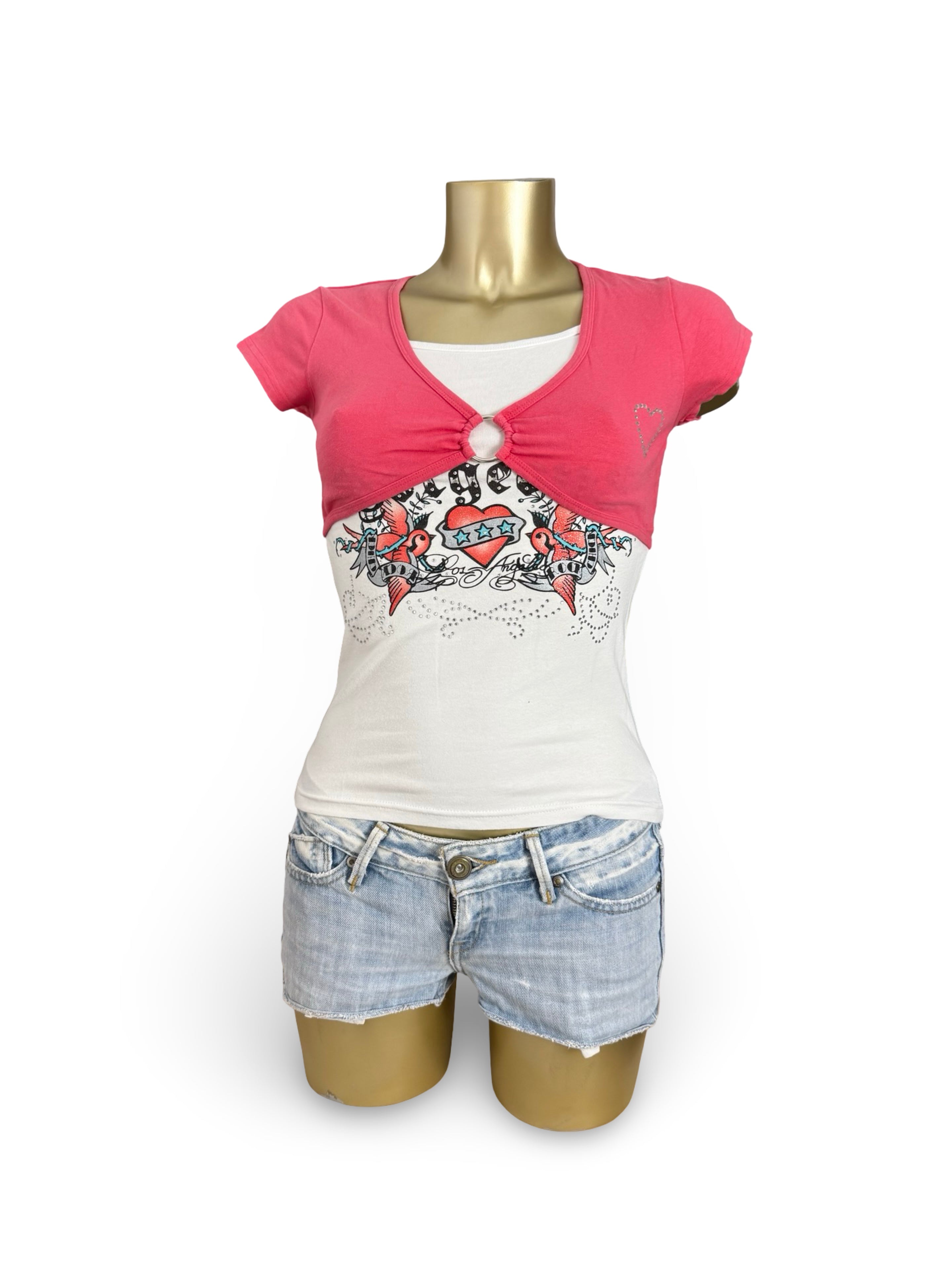 White bolero 2 in 1 tee (S)