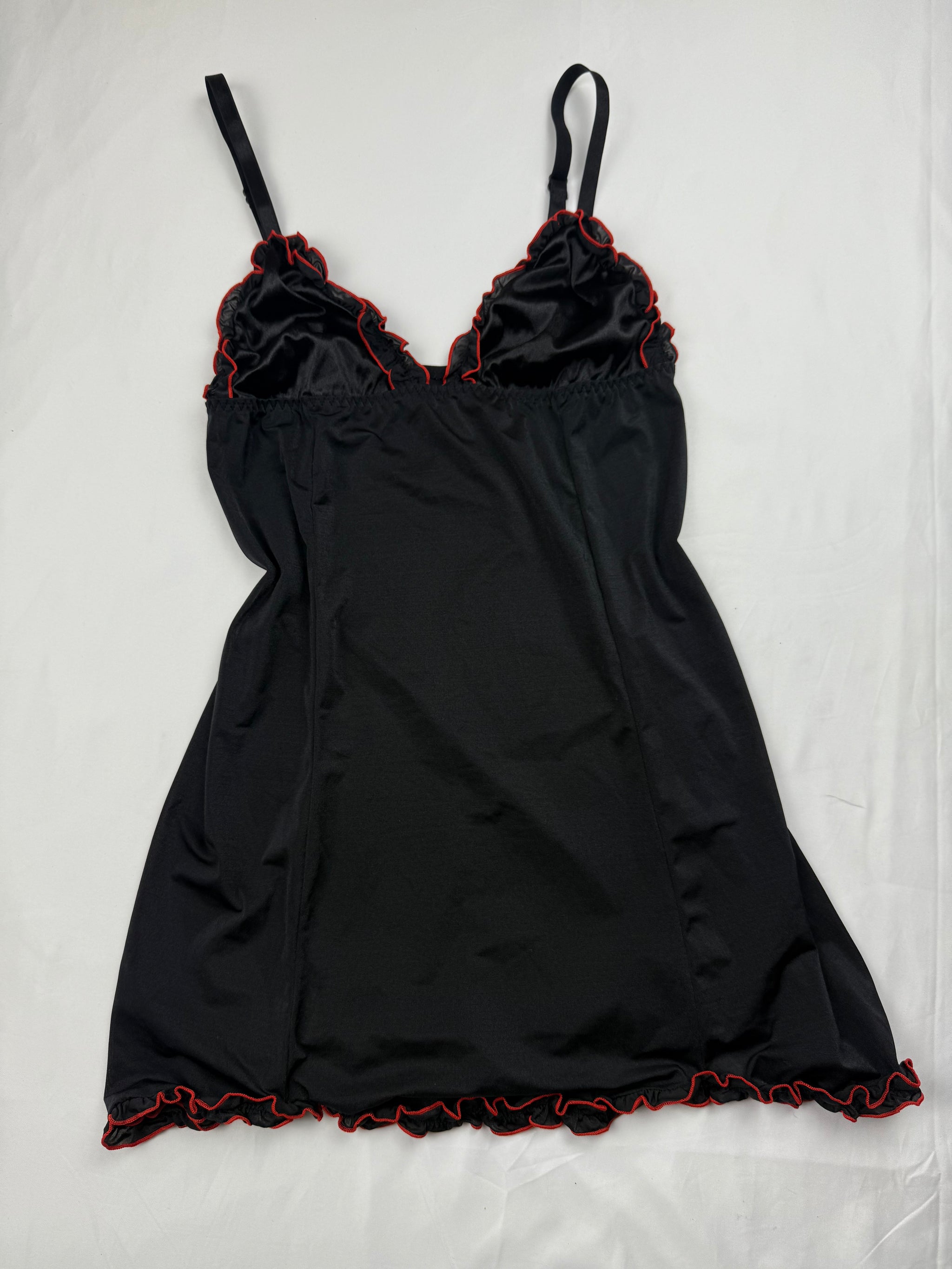 Black silky babydoll mini dress (S)