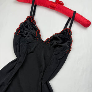 Black silky babydoll mini dress (S)