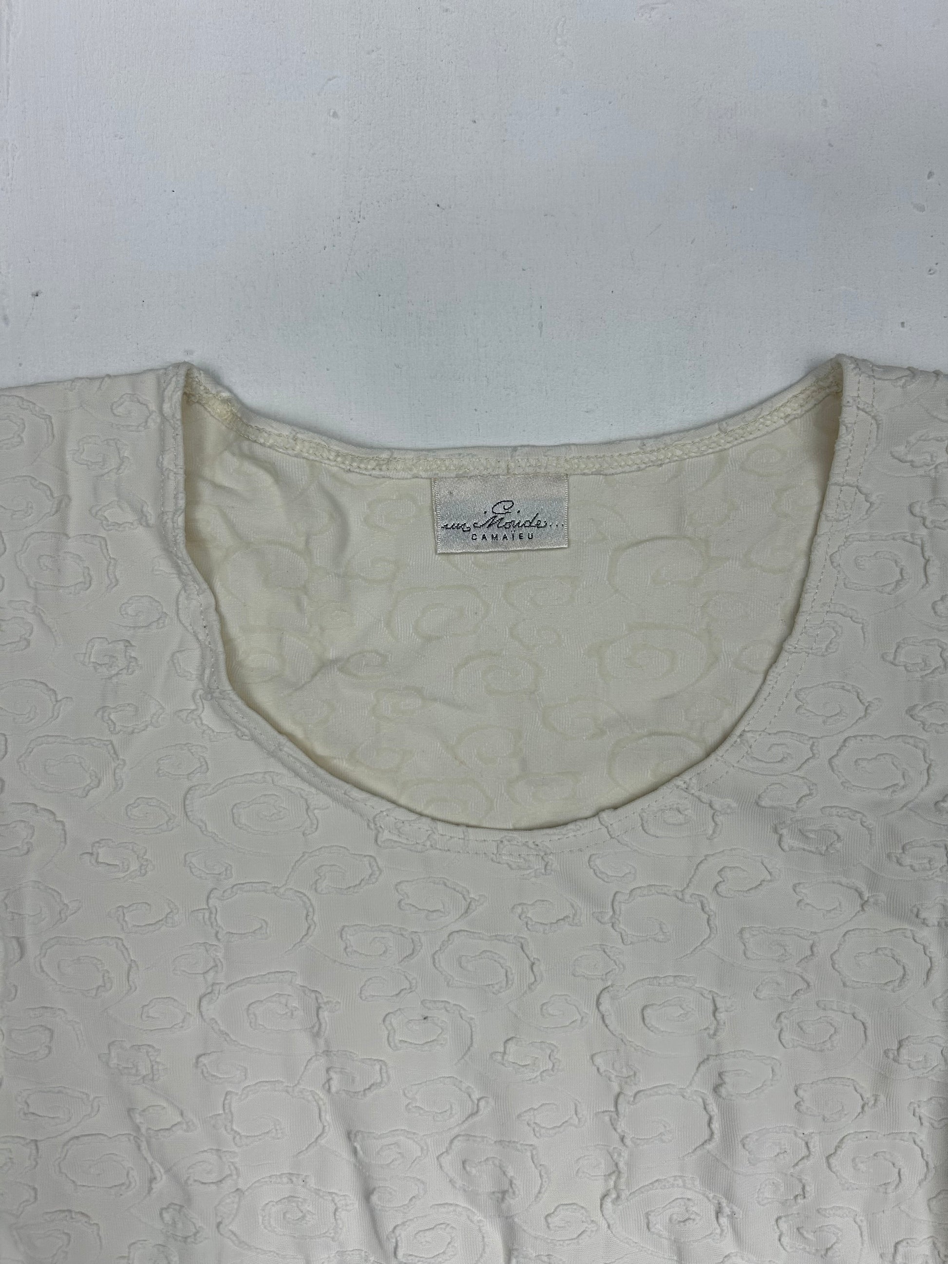 White embroidered cotton tee (S)