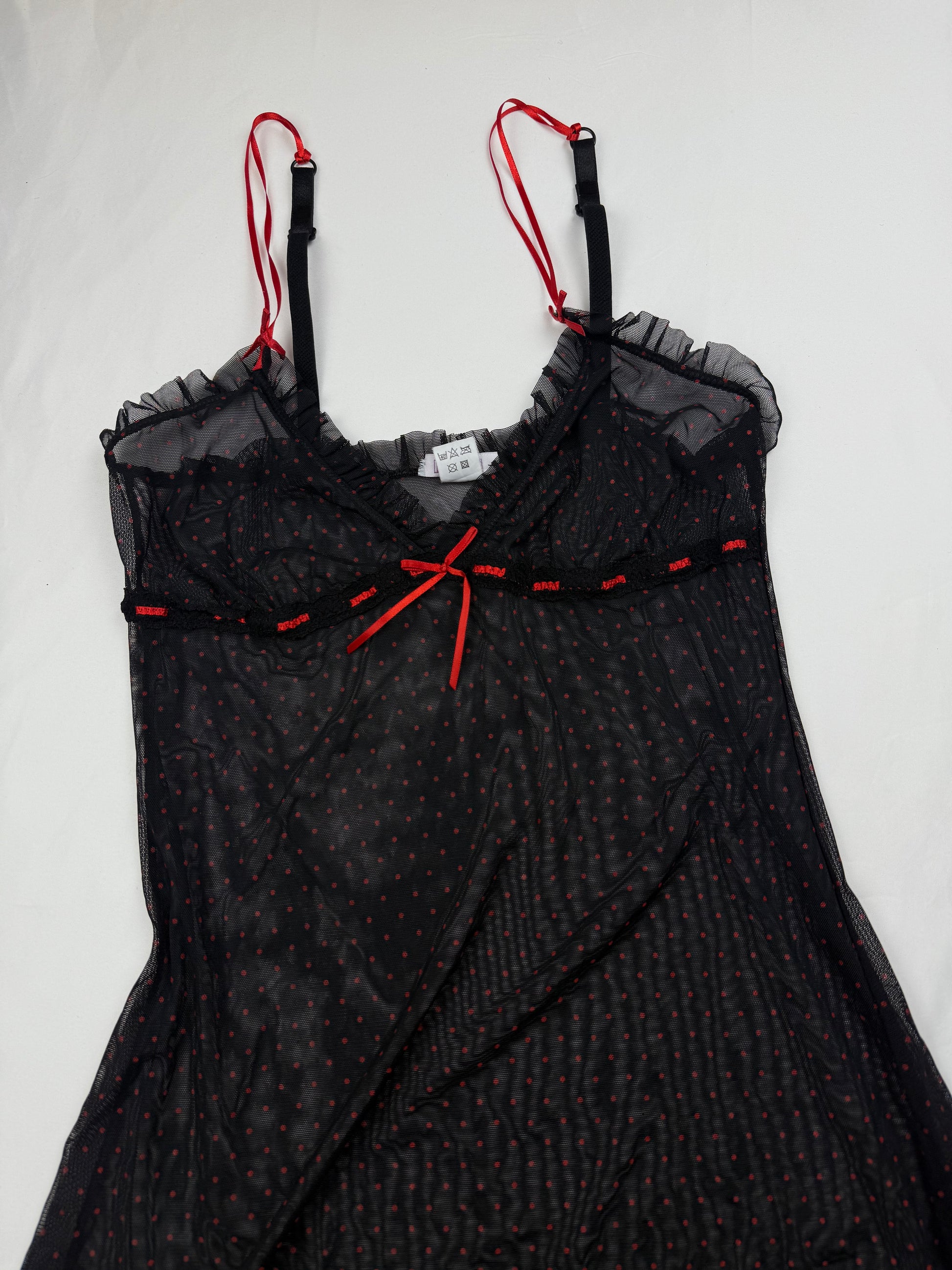 Black mesh see trough babydoll mini dress (S)