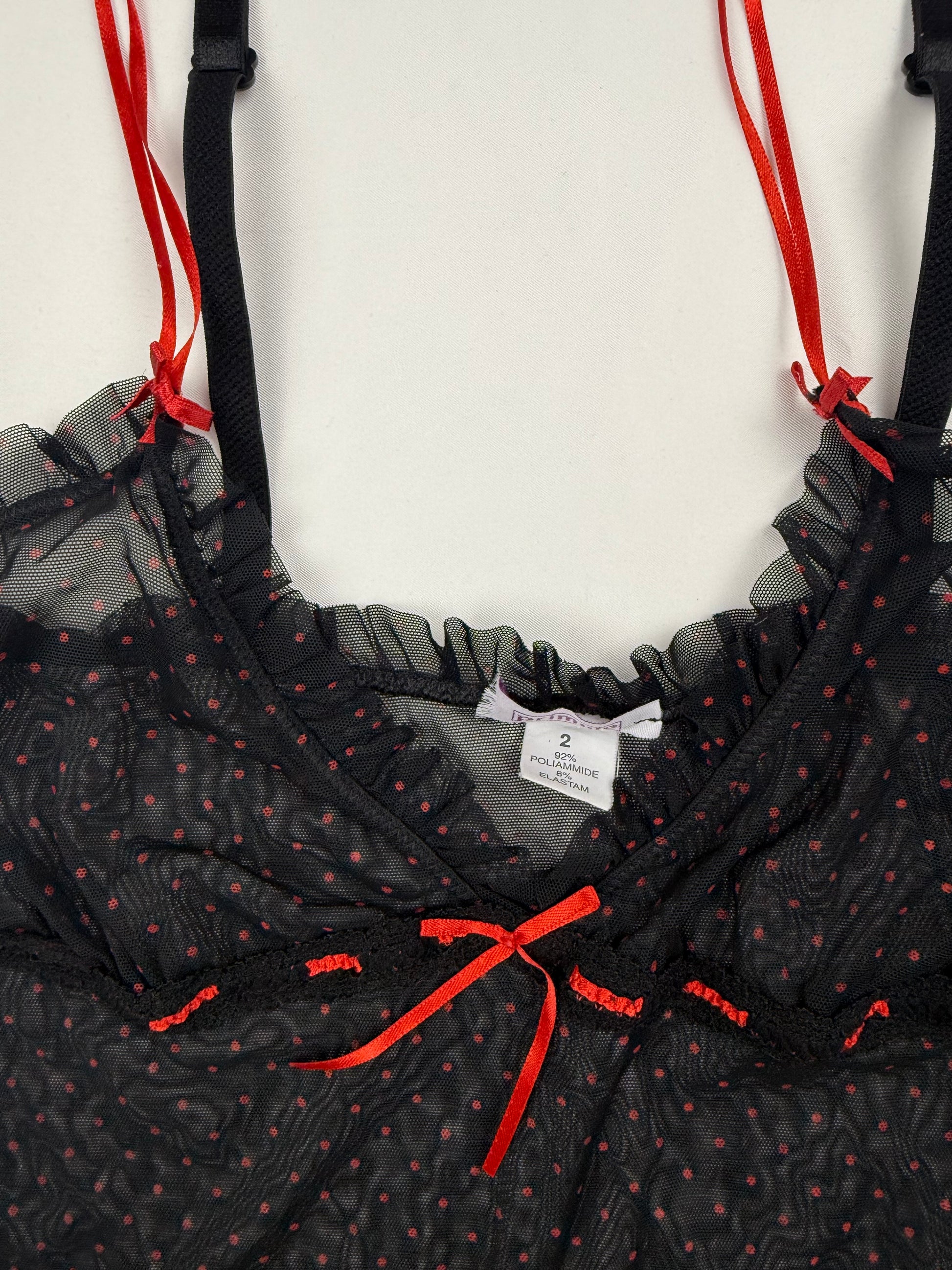 Black mesh see trough babydoll mini dress (S)