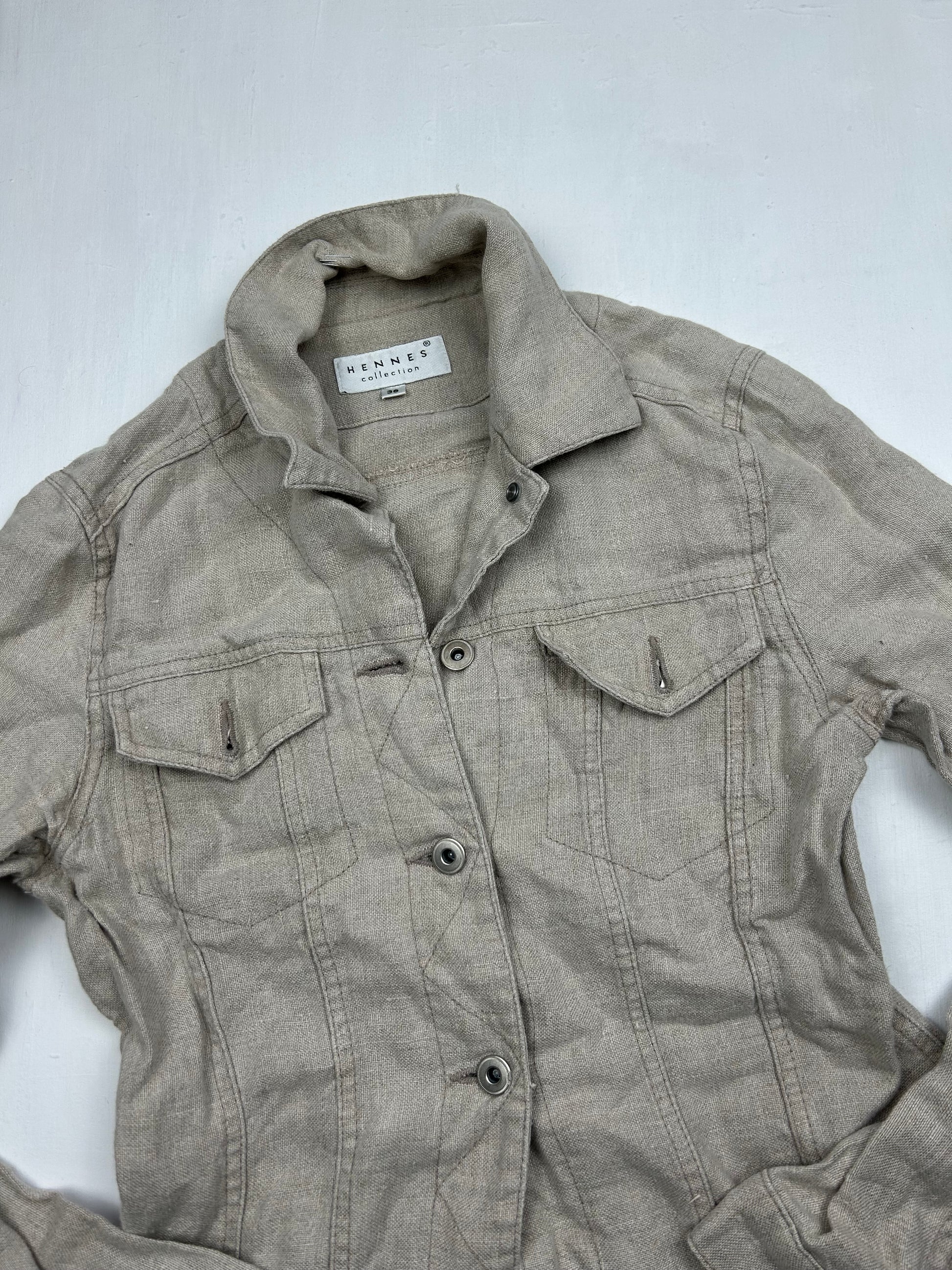 Beige linen biker jacket  (S)