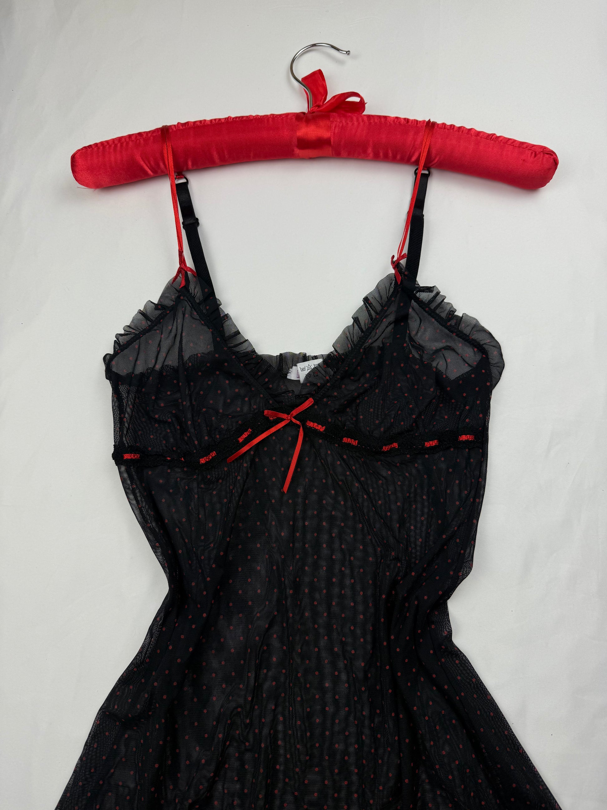 Black mesh see trough babydoll mini dress (S)