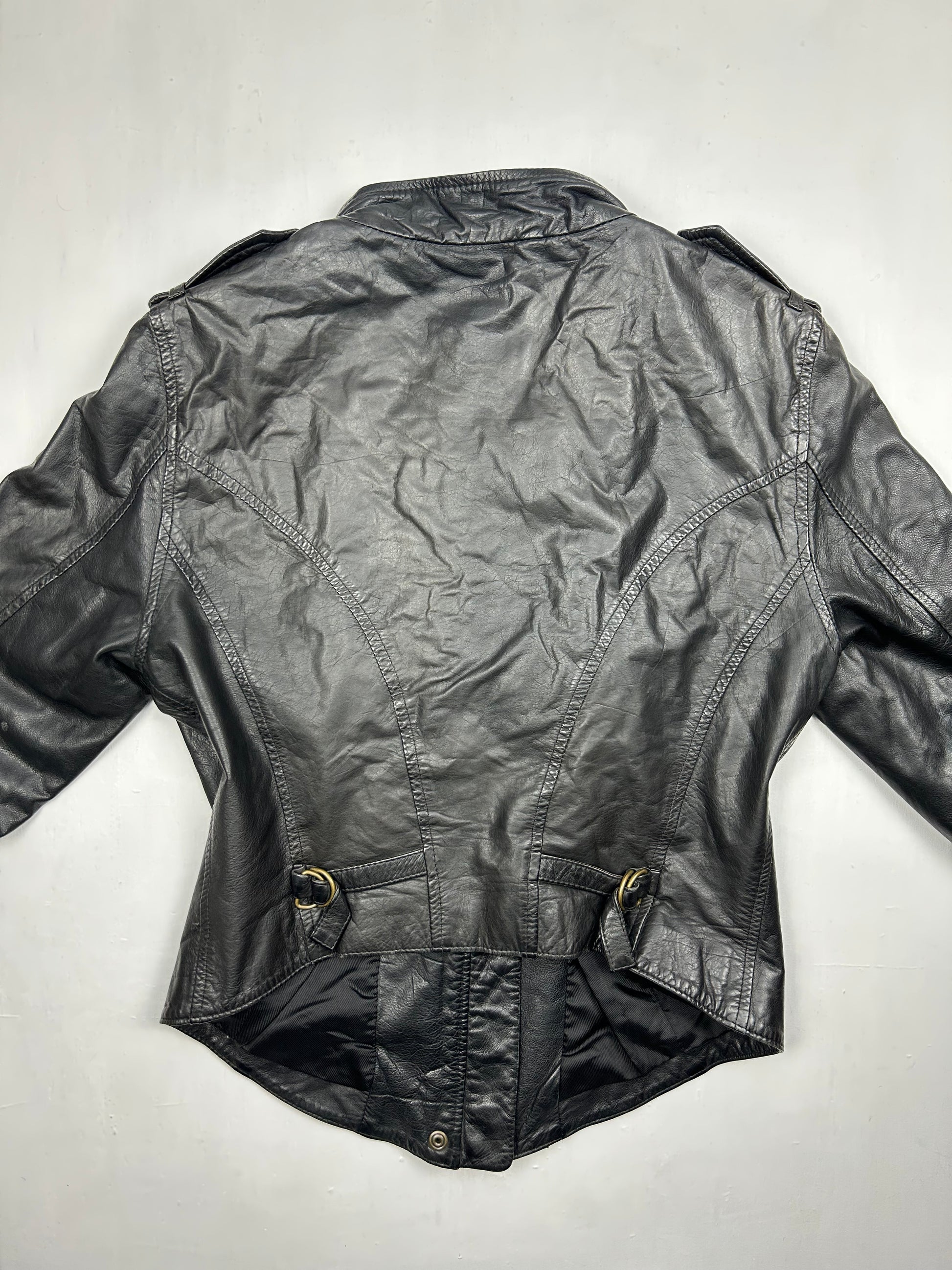 Black 100% real leather biker jacket  (S)