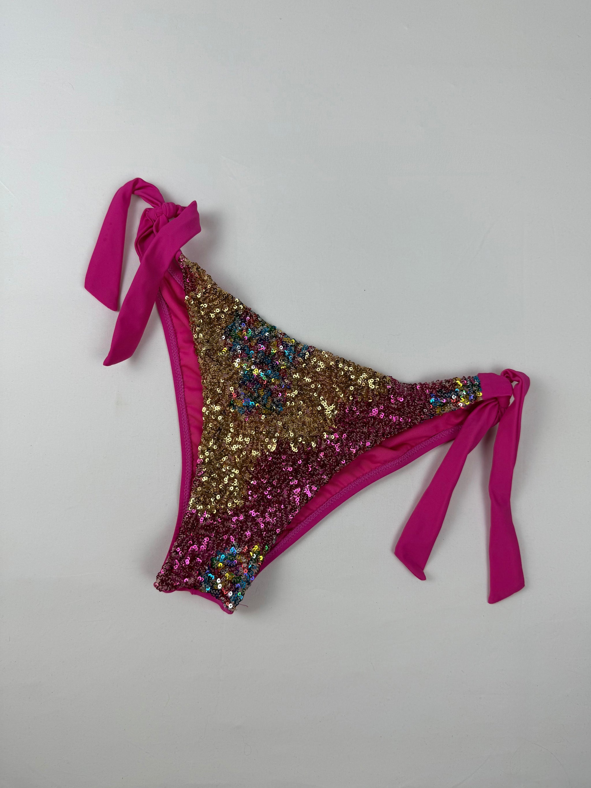 Pink sequins low rise bikini bottom (L)