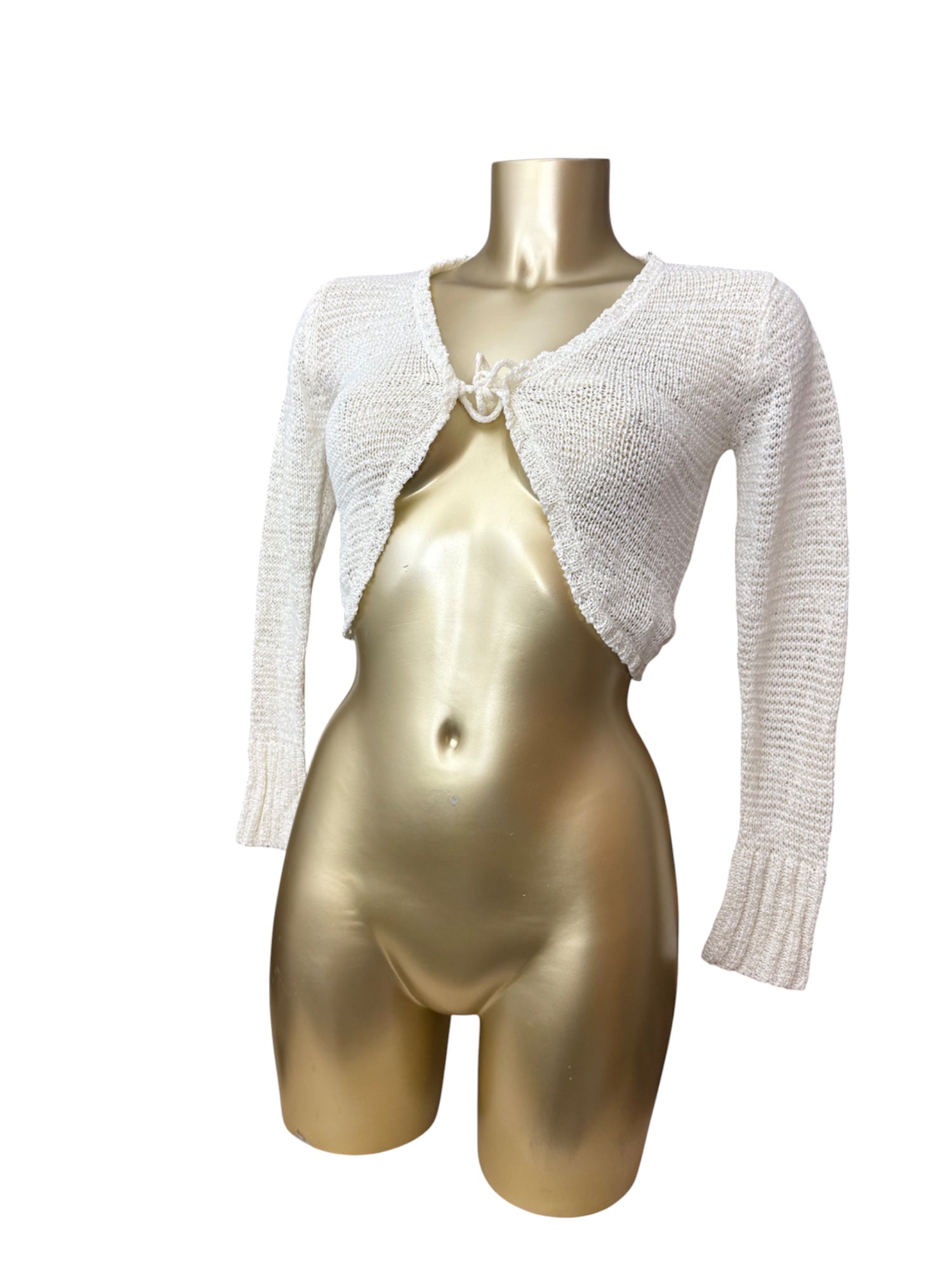 Cream knitted tie up bolero jumper (XS)