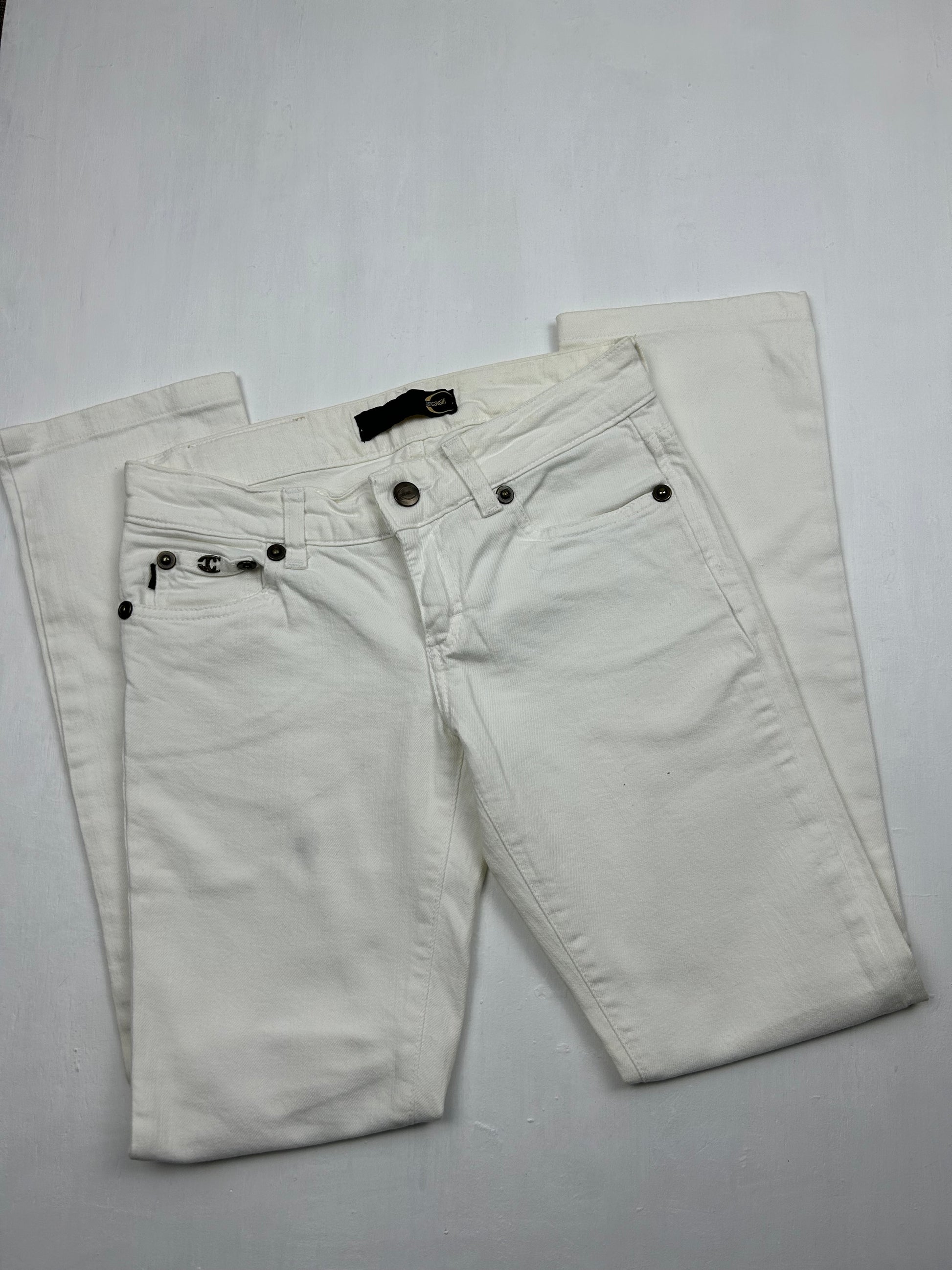 White denim low waist straight legs pants (XS)