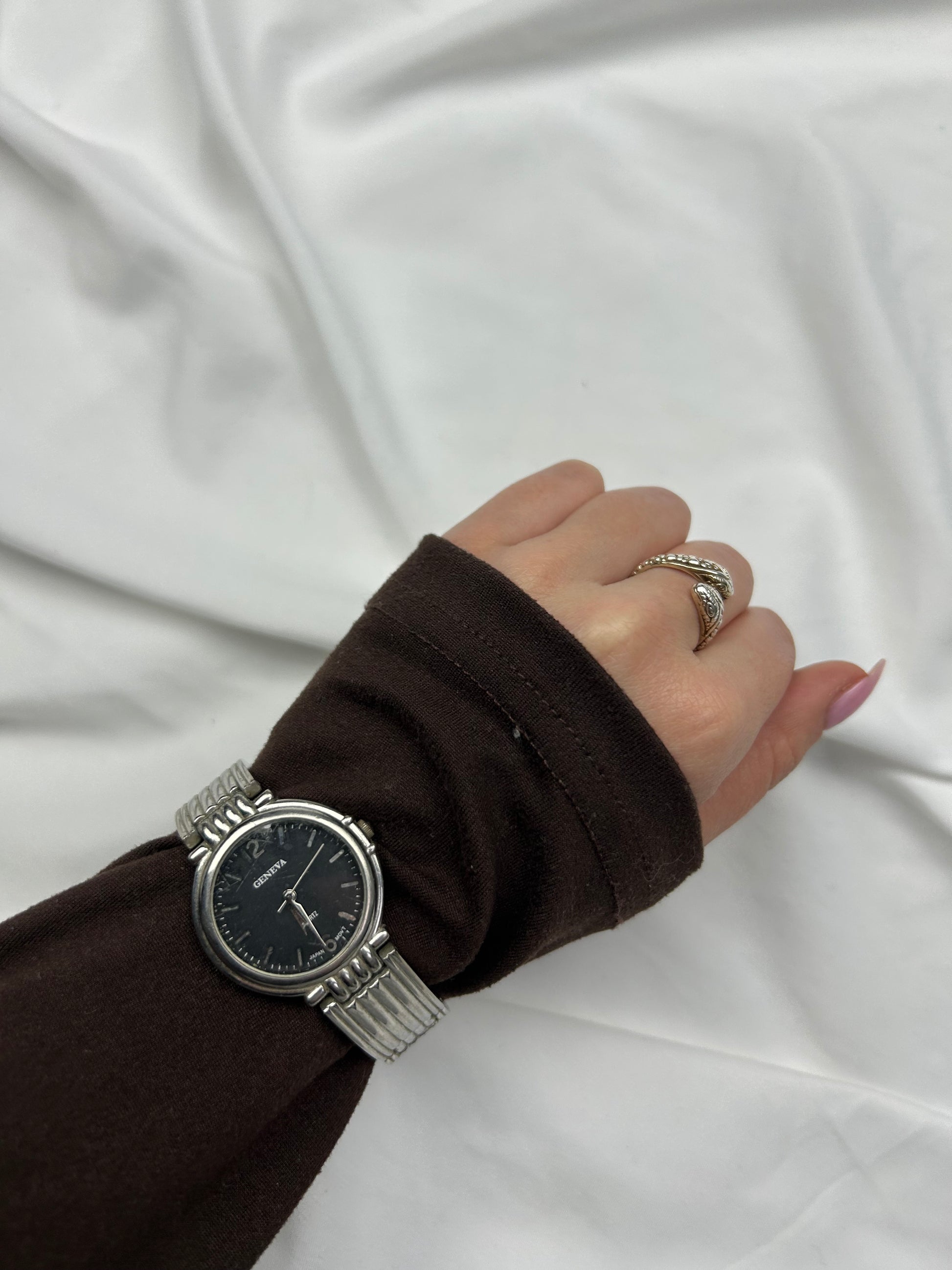 Vintage silver inox bracelet jewelry watch