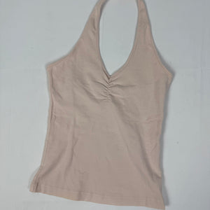 Baby pink tight fit cotton halter top (S)
