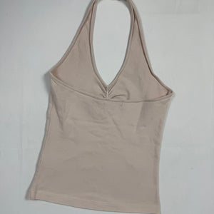 Baby pink tight fit cotton halter top (S)