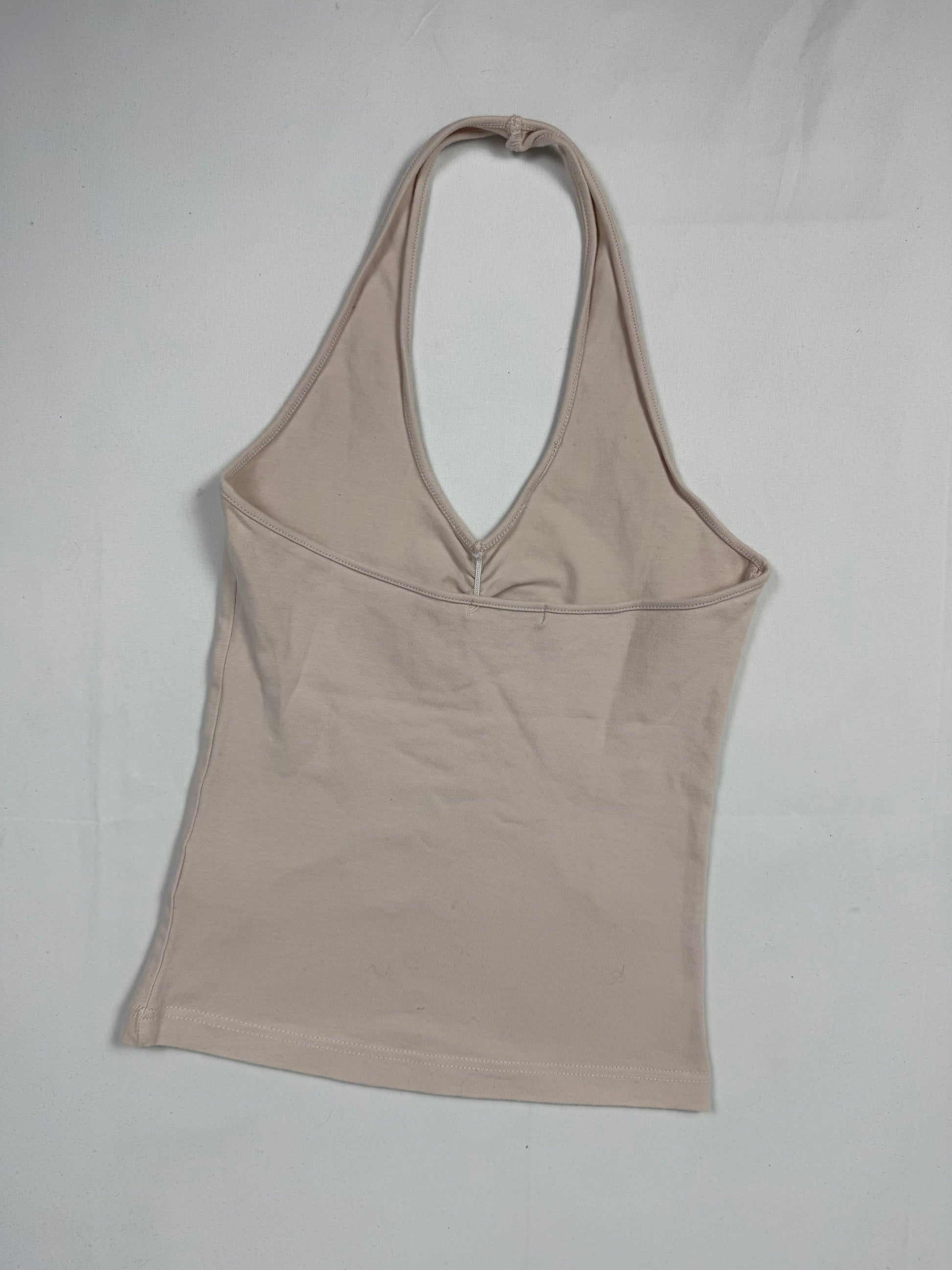 Baby pink tight fit cotton halter top (S)