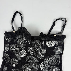 Black mesh graphic corset top (M)