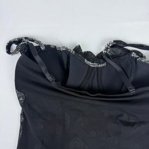 Black mesh graphic corset top (M)