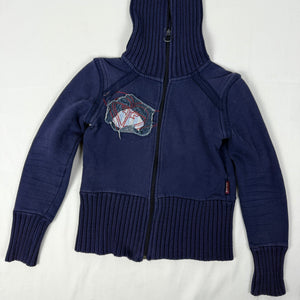 Purple/ blue tight fit zip up hoodie (XS)