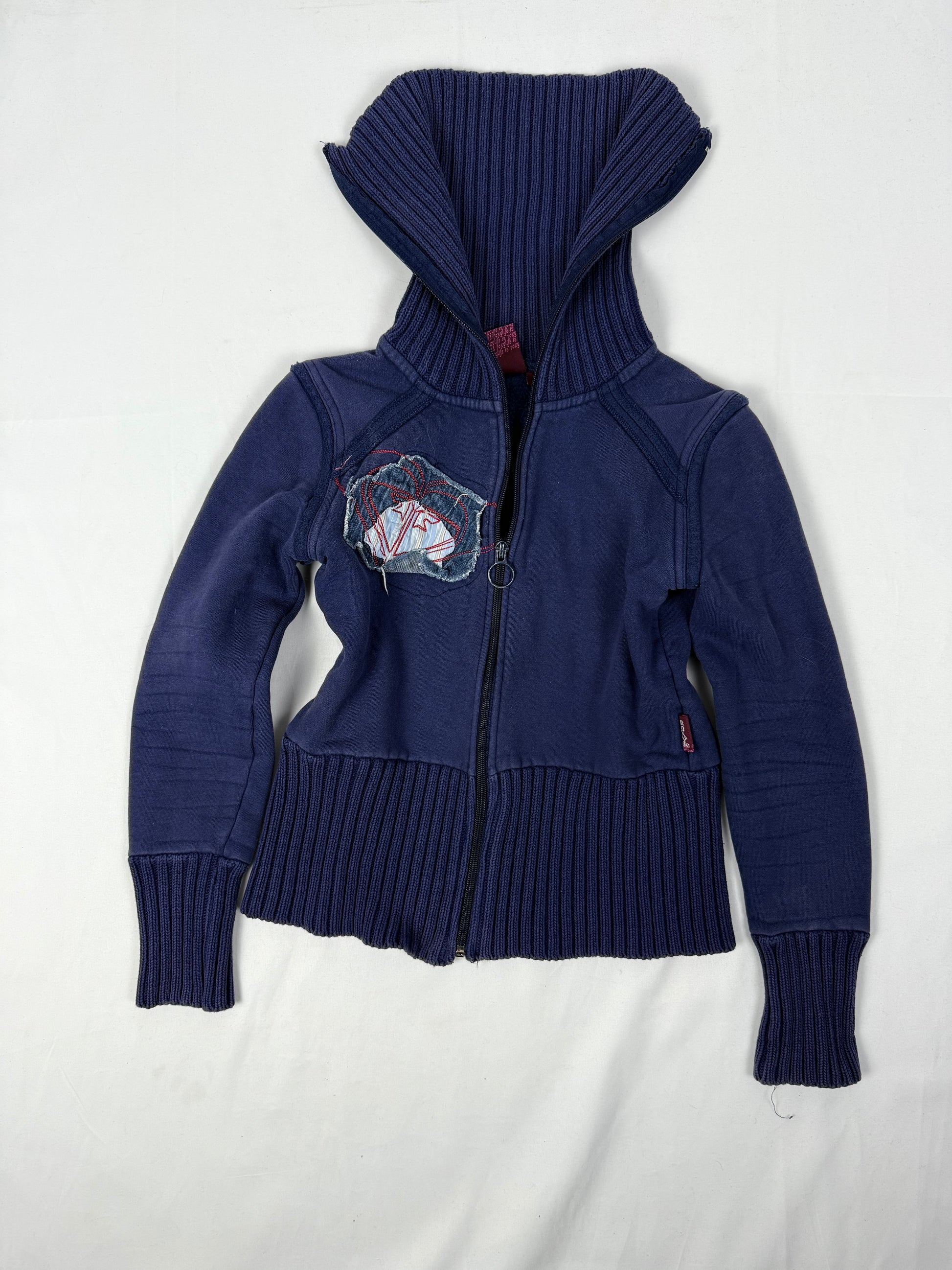 Purple/ blue tight fit zip up hoodie (XS)