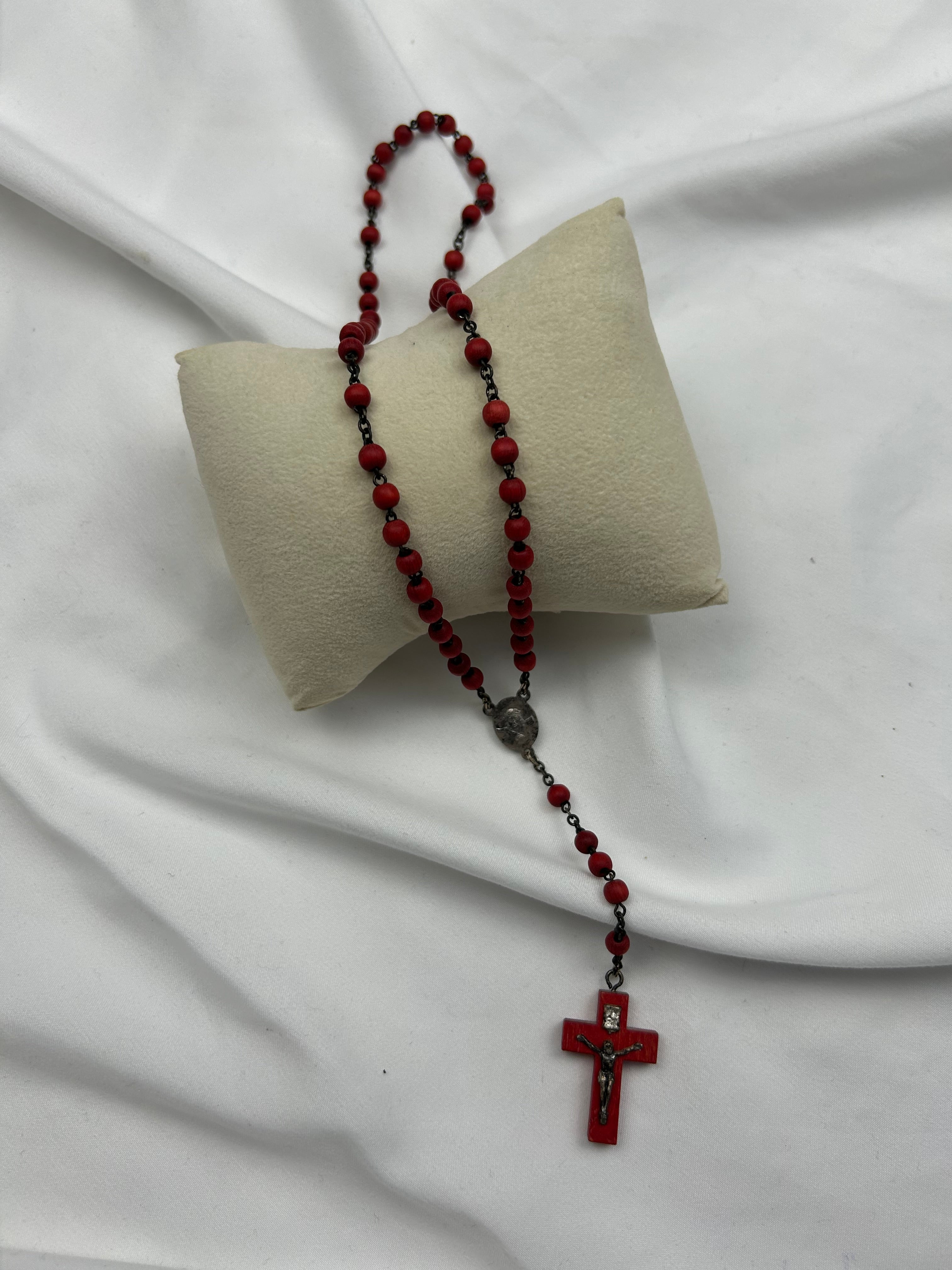 Red inox pearl rosary