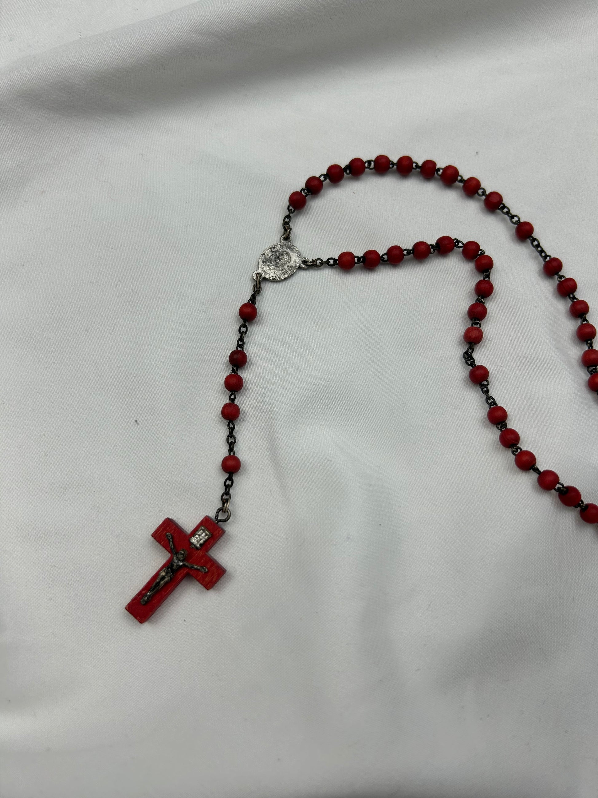 Red inox pearl rosary