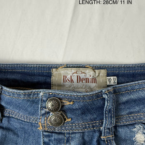 Blue denim low rise mini skirt (XXS/XS)