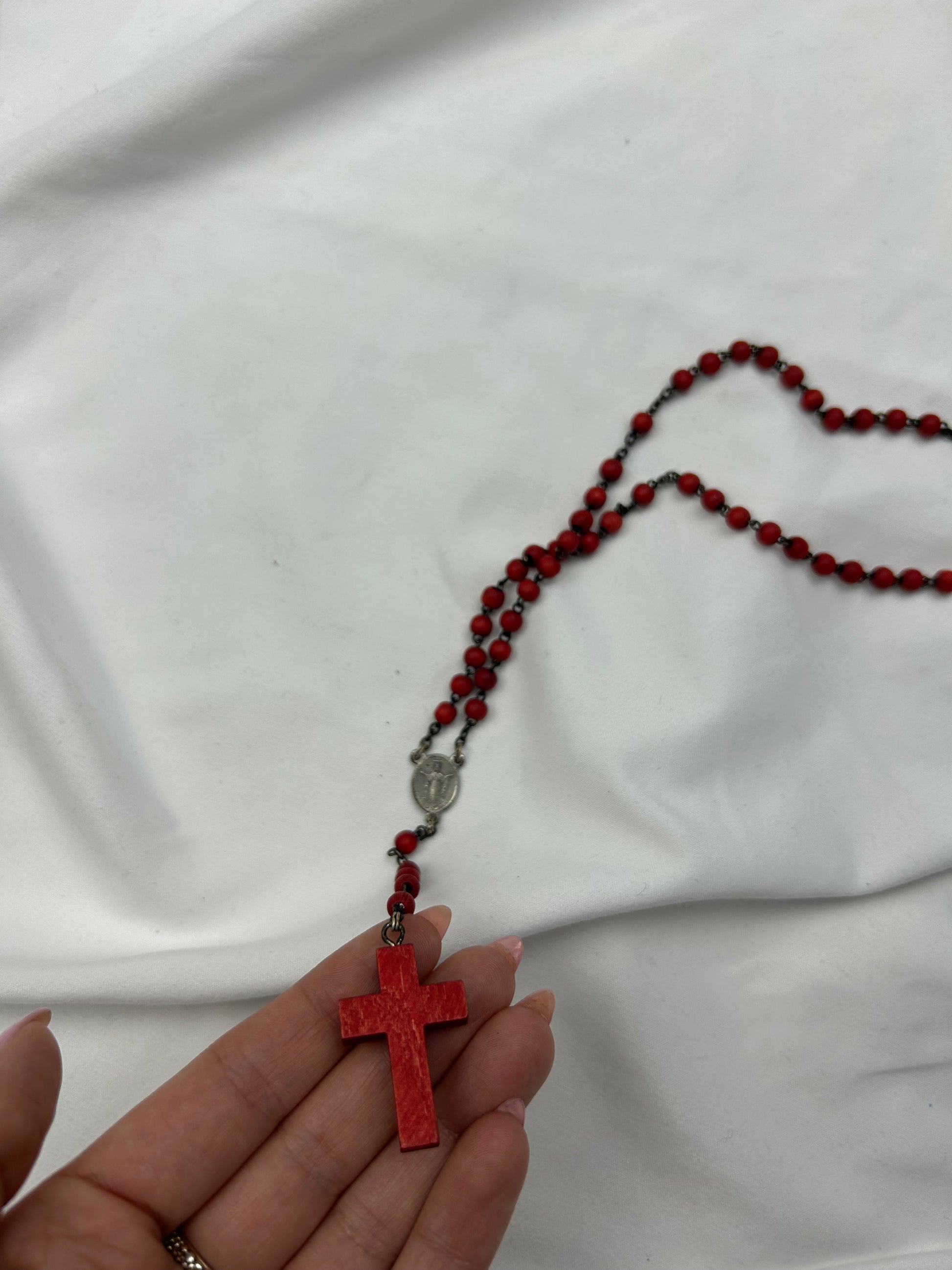 Red inox pearl rosary