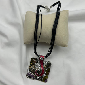 Boho pendant cord necklace + earrings set