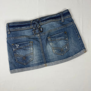 Blue denim low rise mini skirt (XXS/XS)