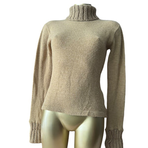 Beige turtleneck wool jumper (S/M)