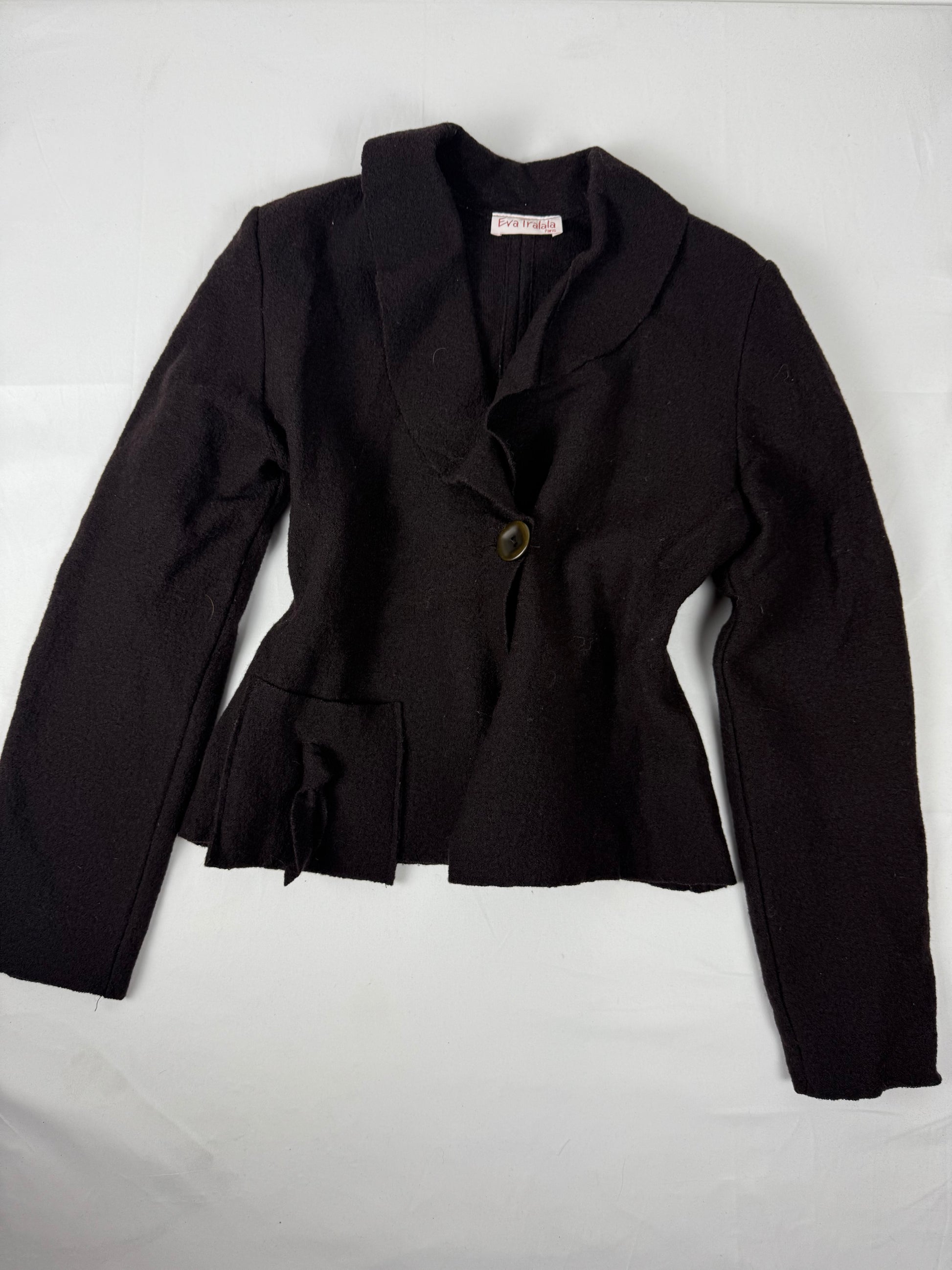 Brown 100% wool tight fit jacket (S)