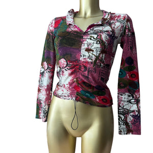 Burgundy graphic ruched sweatshirt (S/M)