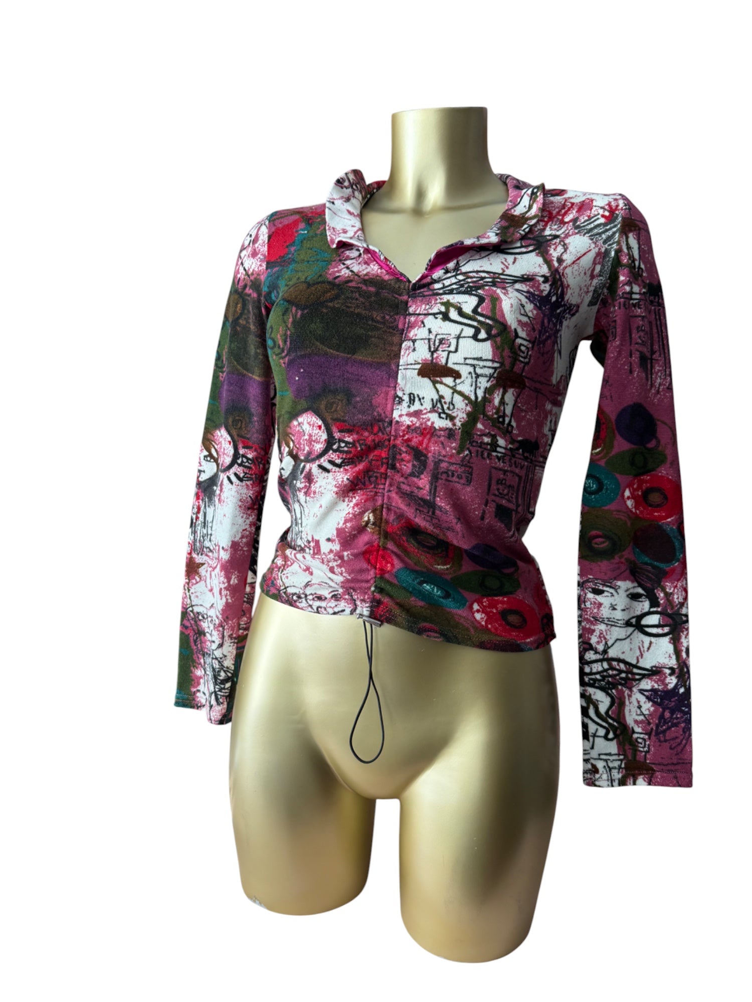 Burgundy graphic ruched sweatshirt (S/M)