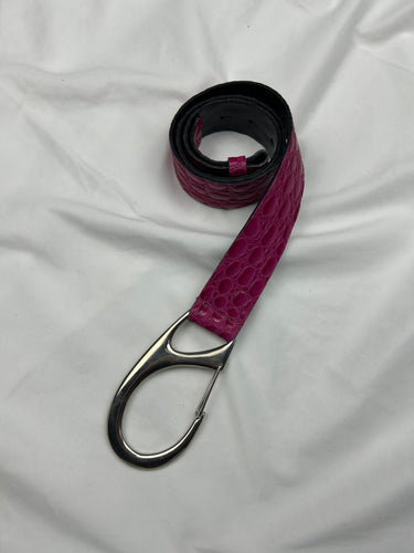 Pink 100% leather buckle belt