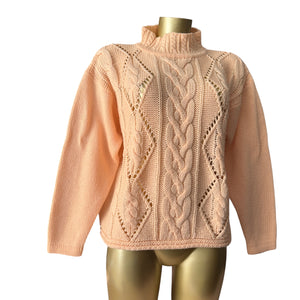 Peach high neck crochet jumper (L)