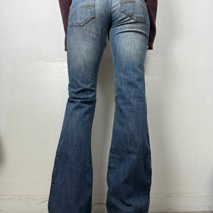 Blue low rise bootcut flare denim pants (M)
