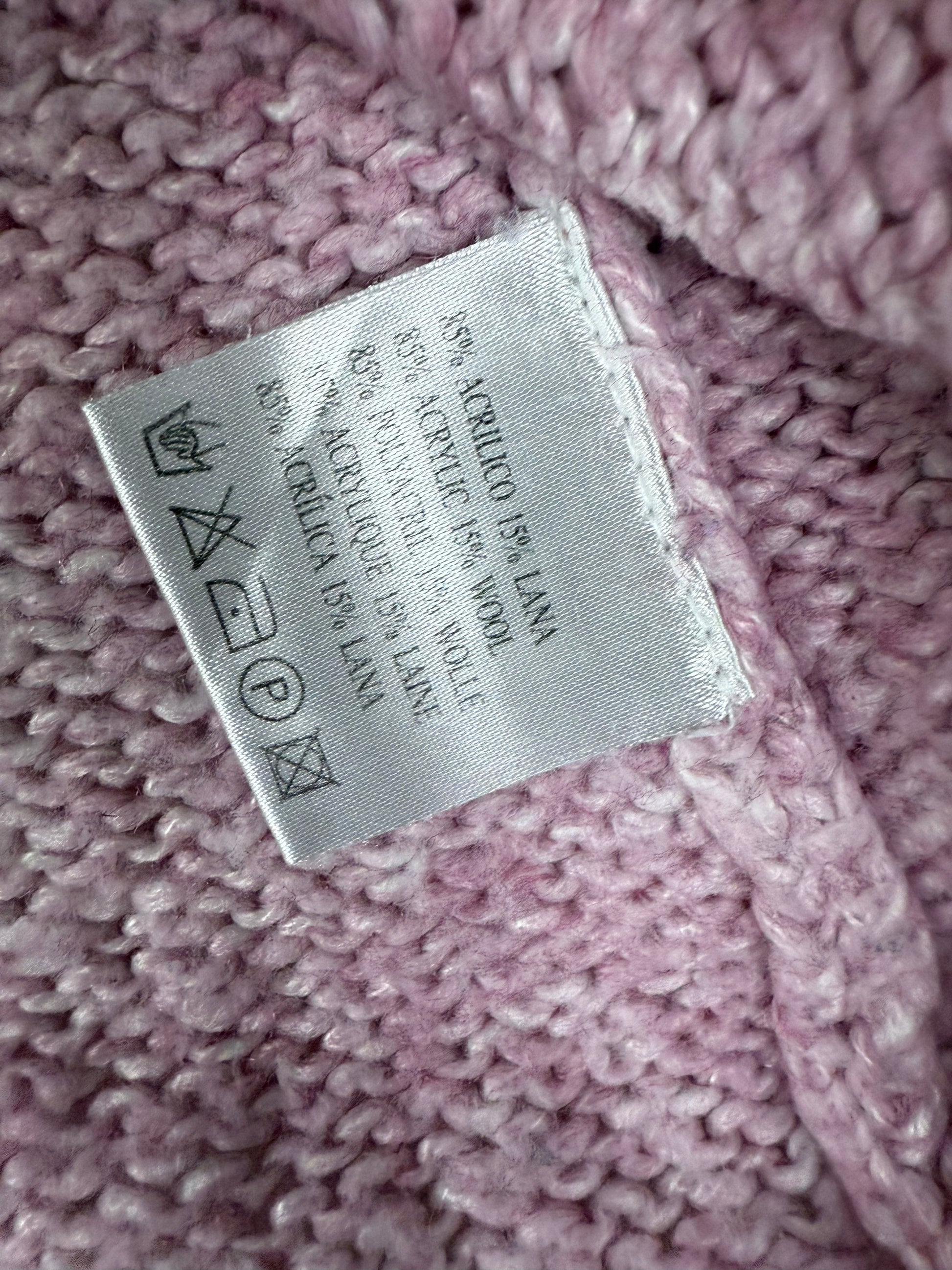 Pink floral wool turtleneck knit jumper (XL)