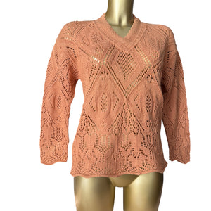 Crochet nude pink knitted jumper (M)